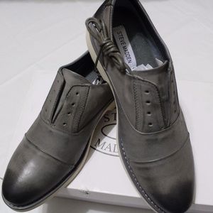 STEVE MADDEN MEN'S TOBYAS GREY LEATHER SHOES